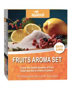 Aquatural Set Arôme aux Fruits avec Cristaux Aromatiques & Sel de la Mer Morte - Orange, Citron, Baies